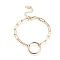 304 Stainless Steel Link Bracelets, with Paperclip Chains, Ring, Golden, 6-7/8 inch(17.5cm)