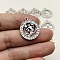 Constellation Themes Alloy Rhinestone Pendants, Flat Round Charms, Silver, Cancer, 24x21mm