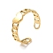 Ion Plating(IP) 304 Stainless Steel Heart Open Cuff Ring for Women, Real 18K Gold Plated, US Size 6 1/4(16.7mm)