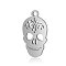 Tarnish Resistant 304 Stainless Steel Pendants, Sugar Skull, For Mexico Holiday Day of the Dead, Stainless Steel Color, 18x10.5x0.8mm, Hole: 1mm