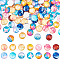 140Pcs 14 Style Glass Cabochons, Flat Round with Deer Pattern, Mixed Color, 12x4mm, 10pcs/style