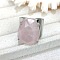 Oval Brass with Natural Rose Quartz Cuff Rings, Platinum, Inner Diameter: 18mm