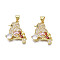 Brass Micro Pave 
Cubic Zirconia Pendants, with Brass Snap on Bails, Nickel Free, Real 18K Gold Plated, Bird, Colorful, 23x19x4mm, Hole: 3x5mm