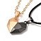 Rack Plating Alloy Heart Pendant Necklaces Sets, Magnetic Couples Necklaces, with Leather Rope & Brass Cable Chain, Gold, 24.13 inch(61.3cm), 17.91 inch(45.5cm), 2pcs/set