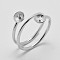 Anti-Tarnish Rhodium Plated 925 Sterling Silver Finger Ring Components, For Half Drilled Beads, Platinum, Tray: 5.5mm, 16.5mm, Pin: 0.7mm