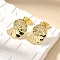 Brass Stud Earrings, Conch, Real 18K Gold Plated, 15x11mm