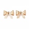 Brass Pendants, with Rhinestone, Bowknot Charms, Cadmium Free & Nickel Free & Lead Free, Light Gold, 24.5x26x7.5mm, Hole: 1.5mm