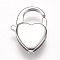 Tarnish Resistant 304 Stainless Steel Lobster Claw Clasps, Heart, Stainless Steel Color, 16x11x3mm, Hole: 1.5x4mm