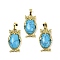 Synthetic Turquoise Pendant, with Brass Findings,  Lead Free & Cadmium Free, Long-Lasting Plated, Owl, 28.5x15.5x7mm, Hole: 5x8mm