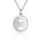 Non-Tarnish 201 Stainless Steel Pendant Necklaces, with Cable Chains, Flat Round with Coconut Palm, Stainless Steel Color, 15.7 inch(40cm), 1.5mm, Flat Round: 16x13.5x1mm