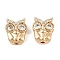 Brass Micro Pave Cubic Zirconia Beads, Cadmium Free & Nickel Free & Lead Free, Owl, Real 18K Gold Plated, 12x10.5x5mm, Hole: 1.6mm