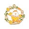 Easter Theme Alloy Enamel Pendants, Wreath with Chick Charm, Golden, Gold, 29x28x1.5mm, Hole: 1.8mm