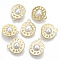 Brass Pendants, with ABS Plastic Imitation Pearl Beads, Nickel Free, Flat Round, Real 18K Gold Plated, Creamy White, 16x14x6mm, Hole: 1.6mm