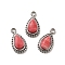 Natural Rhodochrosite Teardrop Charms, with 304 Stainless Steel Settings, Stainless Steel Color, 11.5x6x4mm, Hole: 1.4~1.5mm