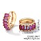 Cute Square Candy Brass Cubic Zirconia Hoop Earrings, Fashionable Versatile Accessories, Golden, Purple, 7x17mm