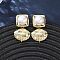Brass Square with Shell Shape Dangle Stud Earrings, with ABS Plastic Imitation Pearl, Long-Lasting Plated, Rack Plating, Lead Free & Cadmium Free, Real 18K Gold Plated, 29.5x17mm