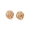 Hollowed Brass Micro Pave Clear Cubic Zirconia European Beads, Large Hole Beads, Rondelle with Flower, Nickel Free, Golden, 9x6mm, Hole: 5mm