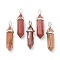 Natural Mookaite Pointed Pendants, with Platinum Tone Brass Findings, Bullet, 39.5x12x11.5mm, Hole: 4.5x2.8mm
