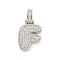 Brass Micro Pave Clear Cubic Zirconia Pendants, Cadmium Free & Nickel Free & Lead Free, Platinum, Letter F, 31x16.5x5mm, Hole: 3x6mm