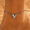 304 Stainless Steel Link Chain Anklet for Women, Stainless Steel Color, Letter V, 8-1/4 inch(21cm)