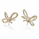 Серьги из латуни с микропейвом и прозрачным фианитом KK-S356-176G-NF-2