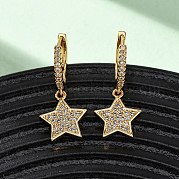 Серьги-кольца из латуни с прозрачным фианитом и прозрачным фианитом EJEW-F384-04G