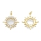 Brass Micro Pave Clear Cubic Zirconia Pendants, Cadmium Free & Lead Free, with Jump Rings, Sun, Real 18K Gold Plated, 25.5x23x2.5mm, Hole: 3mm