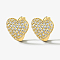 925 Sterling Silver Hoop Earrings, with Cubic Zirconia, Golden, 10x9mm