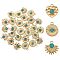 30Pcs 3 Styles Synthetic Turquoise Alloy Pendants, with Crystal Rhinestones, Flat Round & Heart & Sun Charm, Light Gold, 20~21.5x18~20x4~5mm, Hole: 2~2.2mm, 10pcs/style