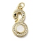 Brass Micro Pave Cubic Zirconia Pendants, Cadmium Free & Lead Free, with Shell, Real 18K Gold Plated, 21x10x3mm, Hole: 3.4mm