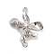 Brass Pave Clear Cubic Zirconia Connector Charms, Cadmium Free & Nickel Free & Lead Free, Flower Links, Platinum, 22.5x17.5x4.5mm, Hole: 1.2mm