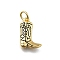 Brass Enamel Pendants, Cowboy Boots Charm, with Jump Ring, Long-Lasting Plated, Lead Free & Cadmium Free, Rack Plating, Real 18K Gold Plated, Black, 14.5x10x3mm, Hole: 3mm