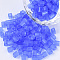 6/0 Transparent Glass Seed Beads, Frosted Colours, Square Hole, Cube, Light Sky Blue, 6/0, 3~5x3~4x3~4mm, Hole: 1.2~1.4mm, about 4500pcs/bag