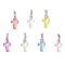 Transparent Acrylic Pendants, Cross, with Brass Ice Pick Pinch Bails Finding, Platinum, 16~16.5x10x5mm, Hole: 4.5x4mm
