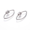 Brass Micro Pave Cubic Zirconia Screw Carabiner Lock Charms, for Necklaces Making, Clear, Horse Eye, Platinum, 31x13.5x2mm