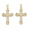 Brass Micro Pave Cubic Zirconia Pendants, Cross Charms, Cadmium Free & Lead Free, Lasting Plated, Rack Plating, Real 18K Gold Plated, 30x19.5x4mm, Hole: 3.5x3mm