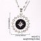 Elegant Brass Pave Clear Cubic Zirconia Star Pendant Pendant Necklaces, with Black Enamel, Perfect Gift for Her, Platinum, 15.75 inch(40cm)