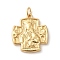 Rack Plating Brass Pendants, with Jump Ring, Lead Free & Cadmium Free, Cross with Saint Charm, Real 18K Gold Plated, 21x19x2mm, Hole: 3.5mm