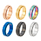 6Pcs 6 Colors Textured Stainless Steel Rotating Finger Rings Set, Fidge Spinner Rings for Stress Anxiety Relief, Mixed Color, US Size 7 1/2(17.7mm), 1Pc/color