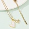 Brass Micro Pave Cubic Zirconia Pendant Neckalces, with Ion Plating(IP) 304 Stainless Steel Chain and Plastic Imitation Shell, Rack Plating, Real 18K Gold Plated, for Women, Heart, 15.75 inch(40cm)