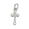 Brass Micro Pave Cubic Zirconia Pendants, with Jump Ring, Cross Charms, Rack Plating, Long-Lasting Plated, Lead Free & Cadmium Free, Platinum, 13x6.5x2mm, Hole: 3mm