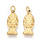 304 Stainless Steel Pendants, with Jump Ring, Sardine Fish Charm, Ion Plating(IP), Real 18K Gold Plated, 16x6.5x1.5mm, Hole: 2.5mm