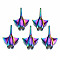 Rainbow Color Alloy Pendants, Cadmium Free & Lead Free, Mobula Shape, 35.5x24.5x6mm, Hole: 4mm