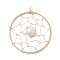 Natural Cultured Freshwater Pearl Pendants, Flat Round Brass Web/Net Charms, Golden, 40x35.5x6mm, Hole: 2mm