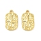 304 Stainless Steel Pendants, Real 18K Gold Plated, Textured, Rectangle with Star, 18x10.5x2mm, Hole: 1.6mm