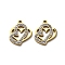 304 Stainless Steel Clay Rhinestone Pendants, Heart, Ion Plating(IP), Golden, 16.5x15.5x2.5mm, Hole: 1.6mm
