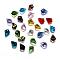 Faceted Glass Pendants, Leaf, Mixed Color, 16x11x6mm, Hole: 1.5mm