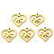 PVD Vacuum Plating 201 Stainless Steel Charms, Laser Cut, Heart Ring with Clover, Real 18K Gold Plated, 13.5x14.5x1mm, Hole: 1.2mm