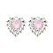 Rack Plating Alloy Rhinestones Pendants, Lead Free & Cadmium Free, Heart, Silver, Pink, 20x20x4mm, Hole: 2mm