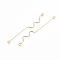 Brass Links connectors, Double Sided Eye Pins, Nickel Free, Real 18K Gold Plated, 51.5x6x0.5mm, Hole: 1mm
